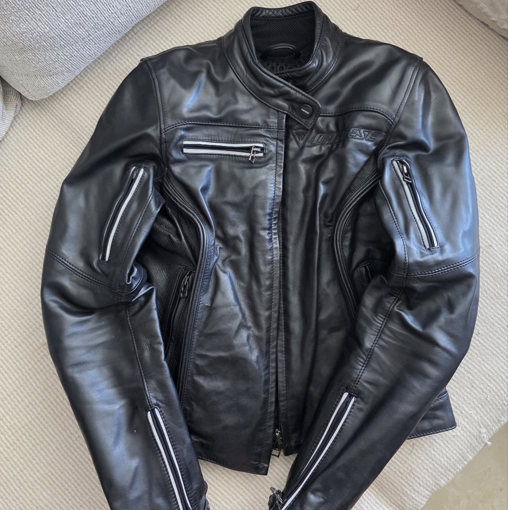 Dainese Motocycle Black Leather Jacket
